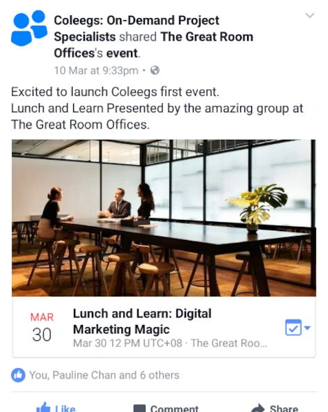 Facebook Ad campaign that was run to Promote Lunch and Learn